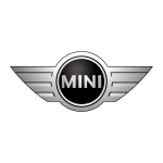 Close-up of Mini Cooper front grille with logo and chrome details.